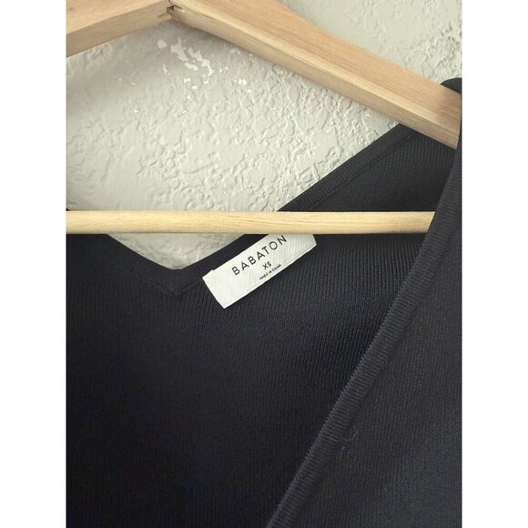 Babaton Aritzia Sculpt Knit Wrap Cropped Short Sleeve Crop Top Black Basics XS - Picture 5 of 7